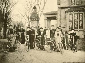 The 1892-93 Wellesley College Bicycle Club. According to Barbara Miller Solomon, bicycling at the time was a largely accepted sport for women. Photo courtesy of the blog Wellesley History, https://wellesleyhistory.wordpress.com/townsman-articles/where-is-east-lodge/