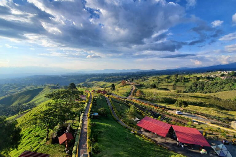 The idyllic landscape of the Colombian coffee region Filandia, Colombia