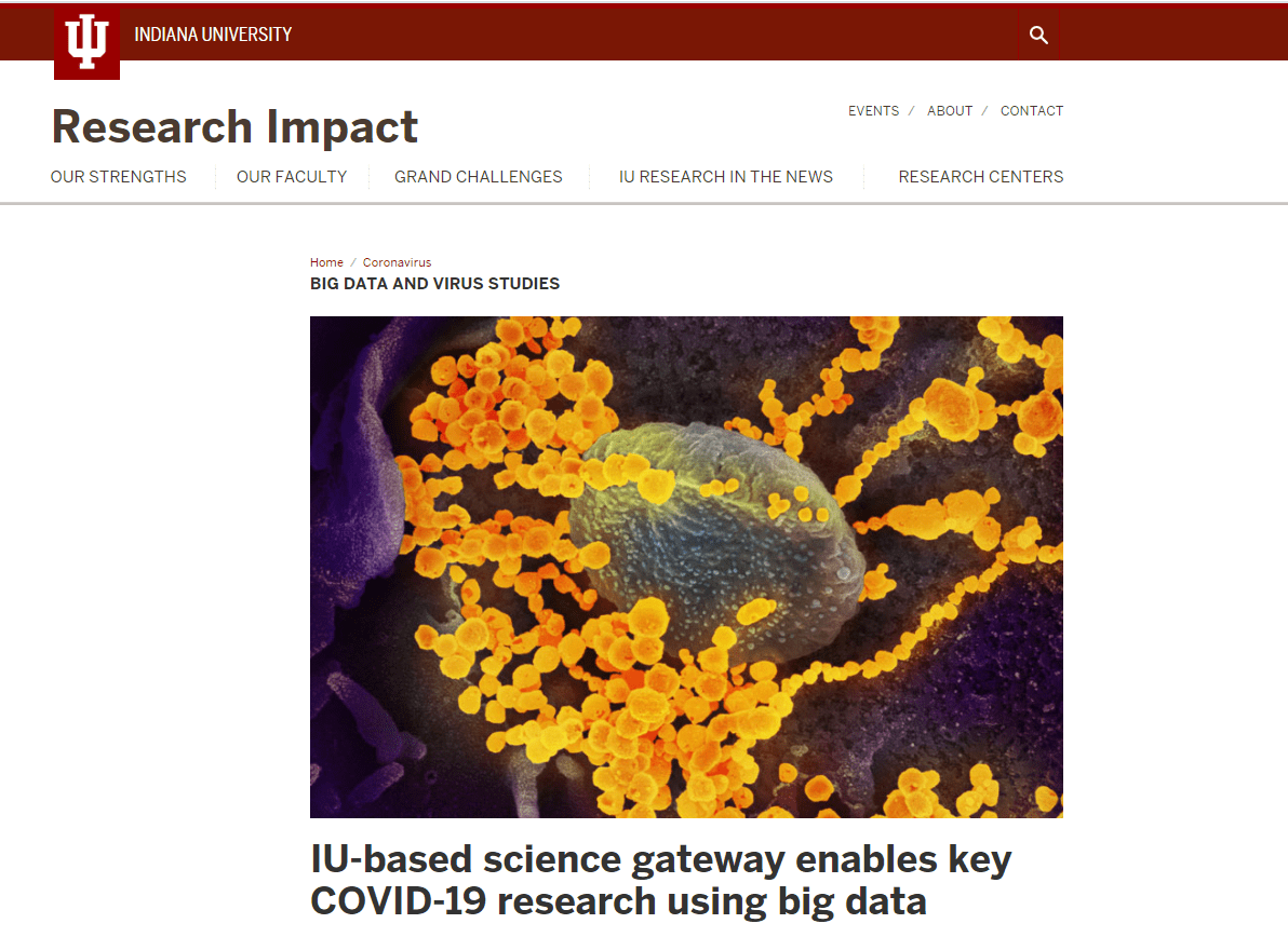 screenshot of IU Research Impact story.