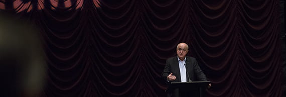 IU President Michael A. McRobbie introduces A Year of Living Dangerously at IU Cinema on Sunday, Oct. 9, 2016.