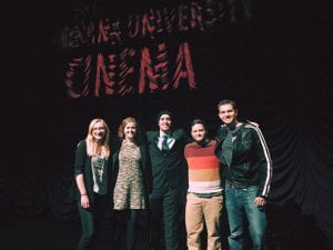 The previous board of officers at last year's Crimson Film Festival. From left to right: Emelie Flower, Victoria Lacy, Benjamin Nichols, Nick Heighway, and Chris Bishop.