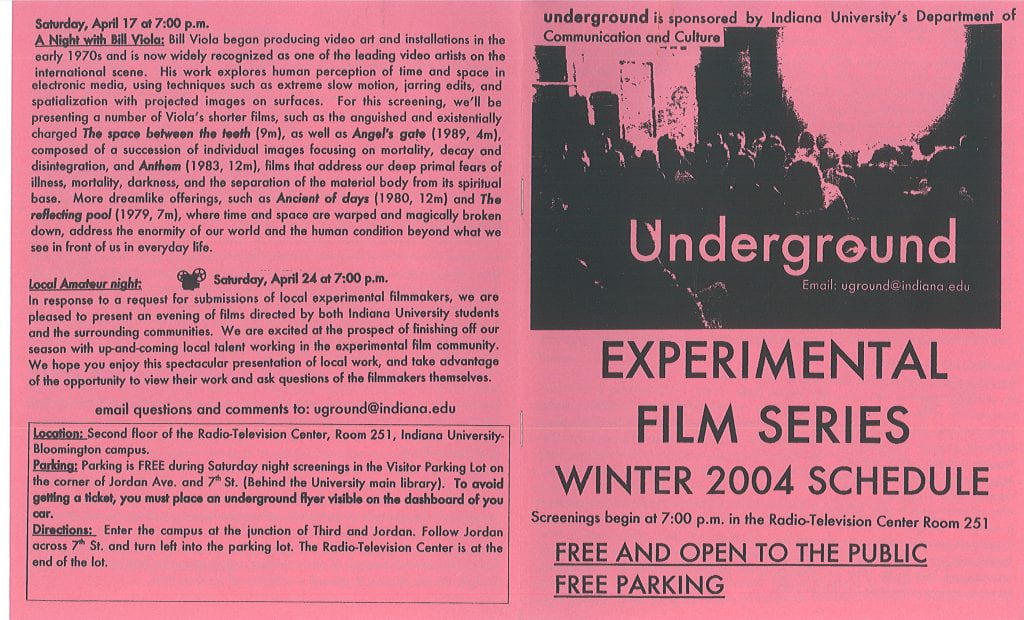 A page from an Underground series flyer
