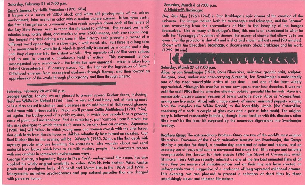 A page from an Underground series flyer