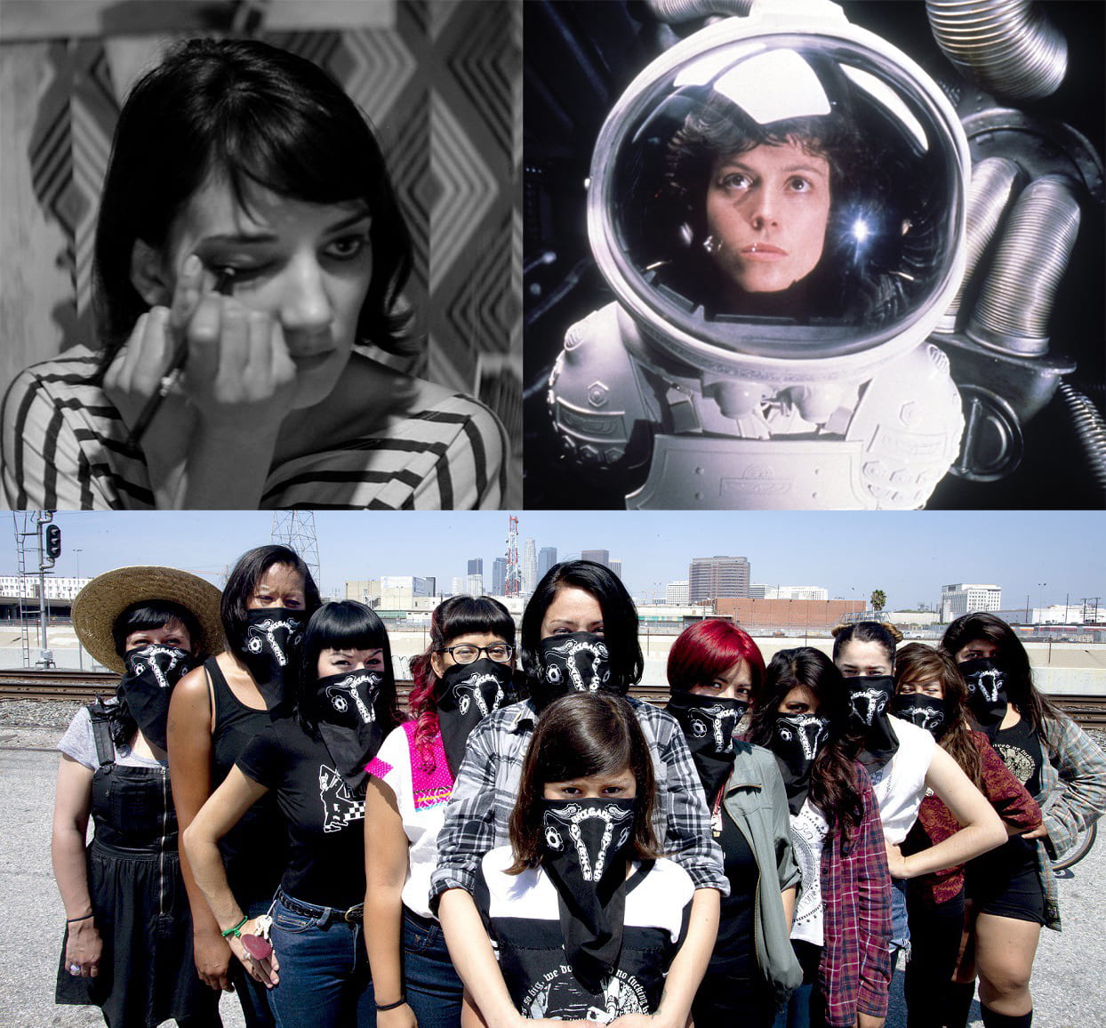 Still images from A Girl Walks Home Alone At Night, Alien, Ovarian Psycos