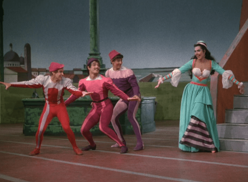 Bob Fosse, Tommy Rall, Bobby Van, and Ann Miller in Kiss Me, Kate