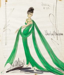 Head's drawing of one of MacLaine's costumes