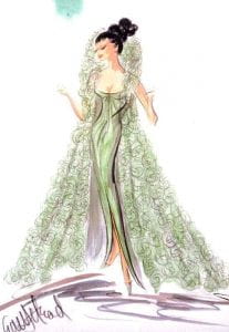 Head's drawing of one of MacLaine's costumes