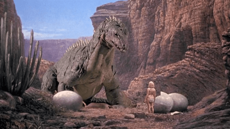 One of Ray Harryhausen's dinosaurs in One Million Years B.C. (Don Chaffey, 1966)