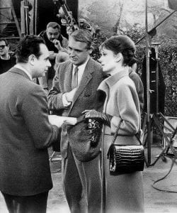 Donen, Grant, and Hepburn on the set of Charade