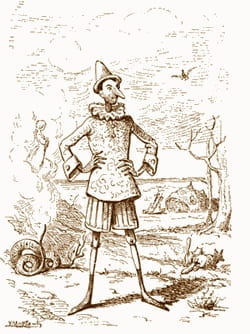 One of Enrico Mazzanti's illustrations from the first bound edition of Pinocchio