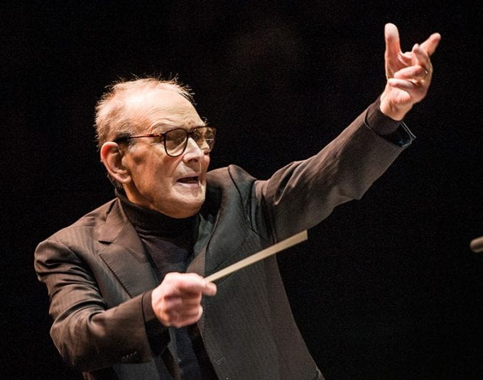 Legendary composer Ennio Morricone as he conducts.