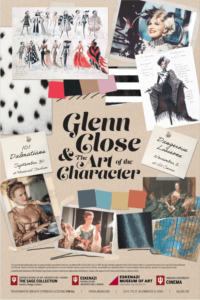 IU Cinema poster for Glenn Close and The Art of the Character series