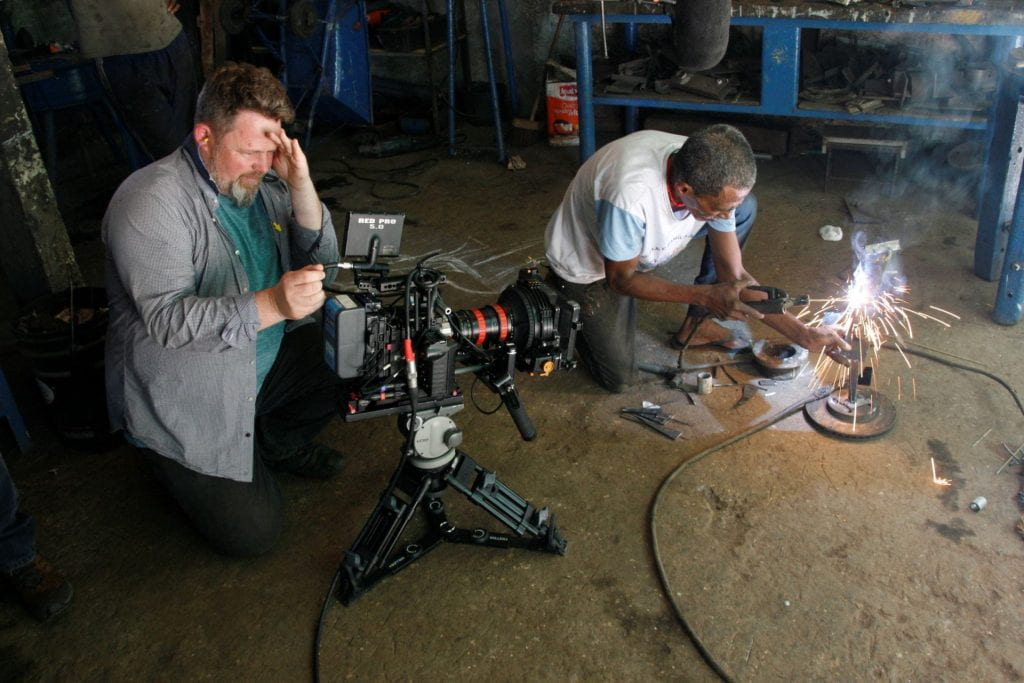 Colm Hogan filming Samuel Rodrigues in Salvador.