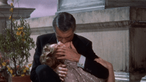 Cary Grant and Ingrid Bergman kissing