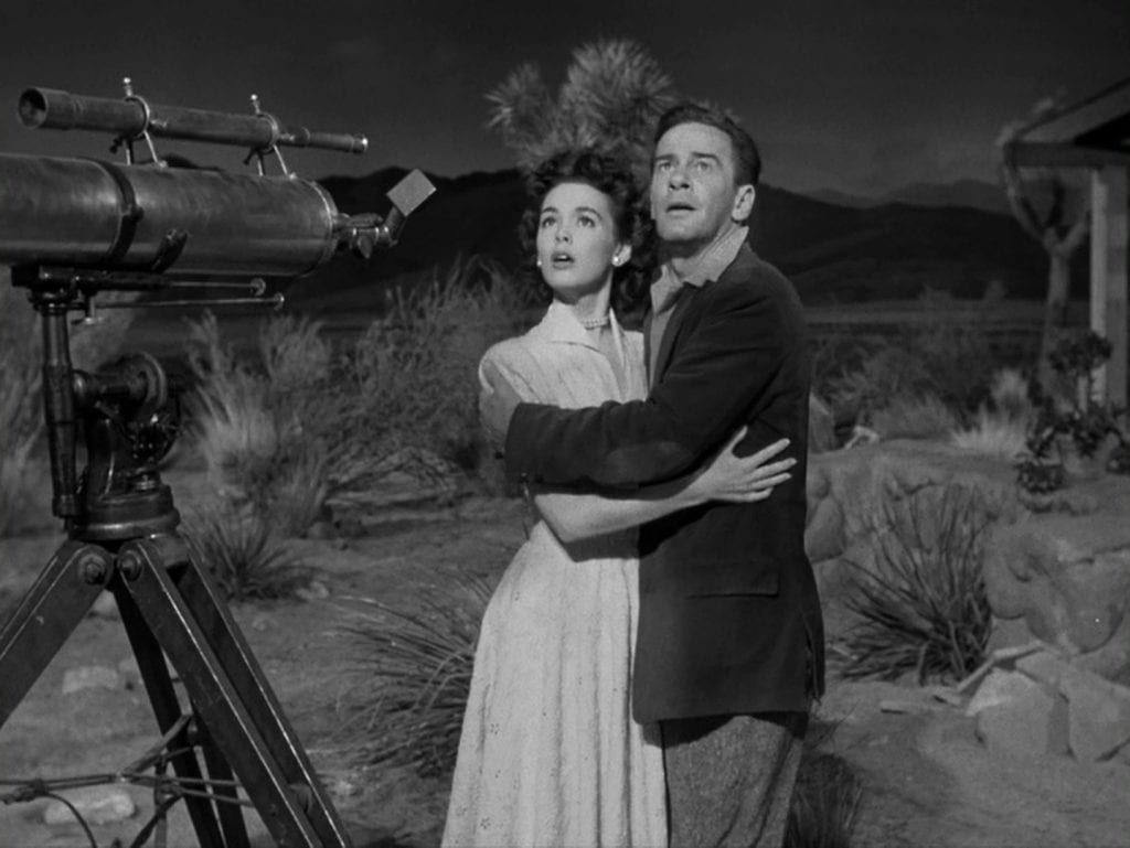Barbara Rush (Ellen) and Richard Carlson (John) in the science fiction film “It Came from Outer Space” (1953)