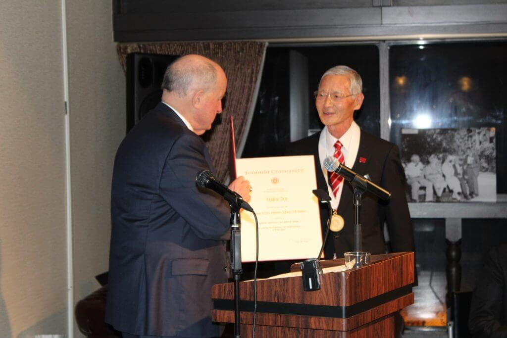 Distinguished Japanese business leader and IU alumnus Hideo Ito received the Thomas Hart Benton Mural Medallion in recognition of his international achievements.