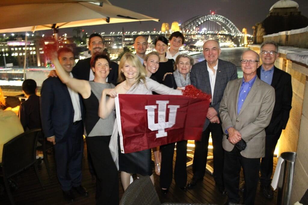 Members of IU’s Australia alumni chapter with the IU delegation in Sydney.