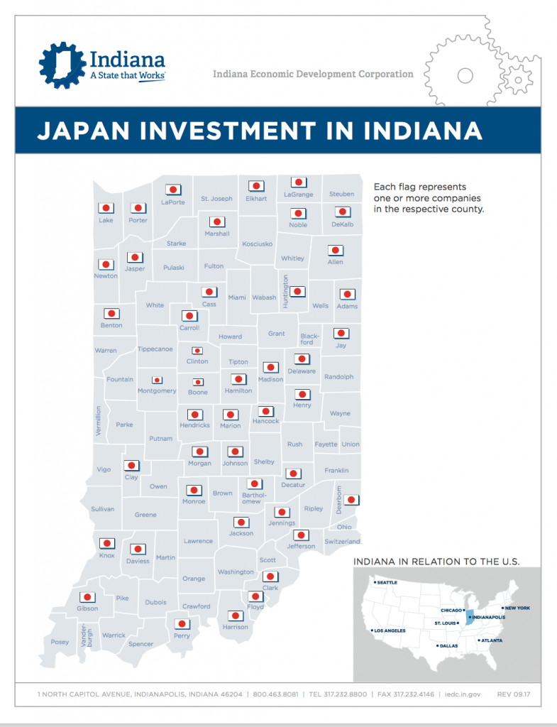 More than 280 Japanese companies operate across Indiana, and they employ more than 58,000 Hoosiers.