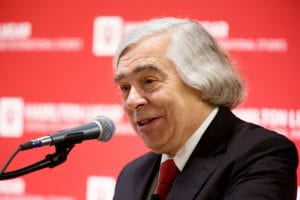 Ernest J. Moniz, former U.S. Secretary of Energy and chief executive officer and co-chair of the Nuclear Threat Initiative, delivered the keynote address at the fourth annual America's Role in the World conference. Photo by James Brosher, Indiana University