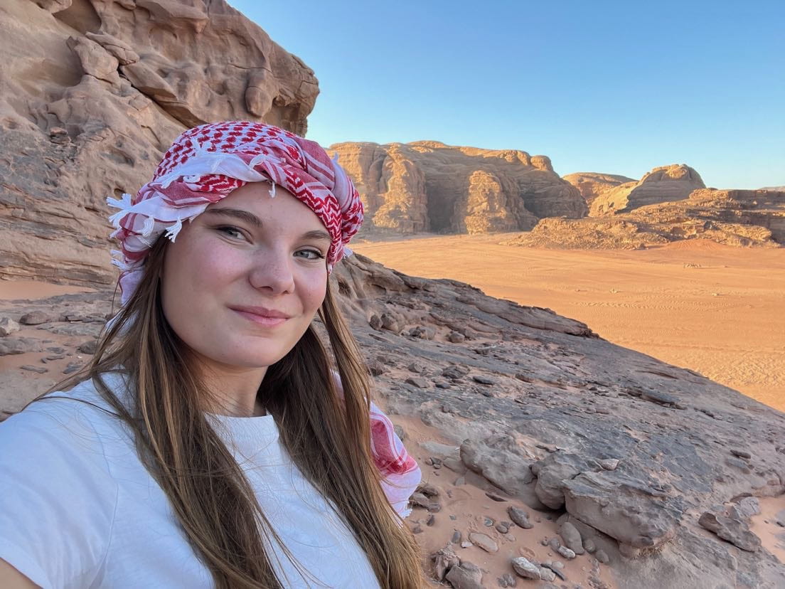 Eden Rose Zaborowski pictured at the Wadi Rum Desert in Jordan