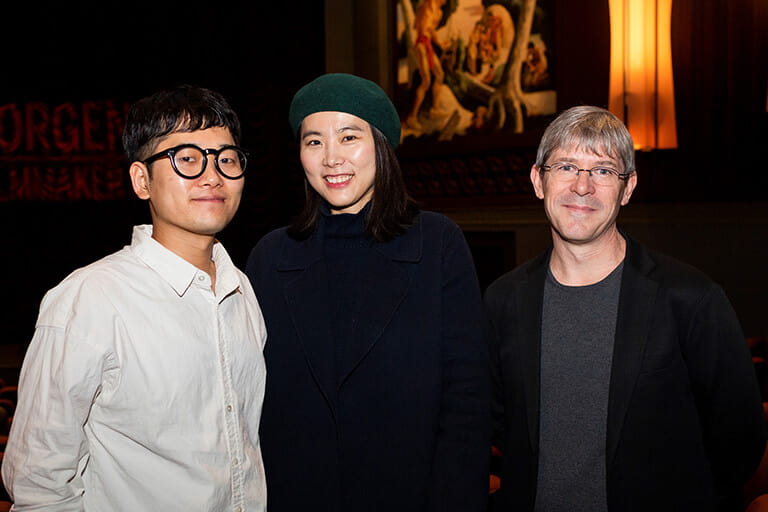 Directors KyungMook Kim and Bora Kim and film critic Darcy Paquet