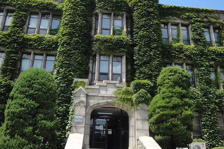 Yonsei University building with ivy