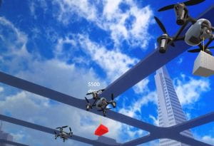 Photo of SkyDOS drone in sky.