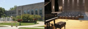 Simon Music Center and interior of Ford-Crawford Hall.