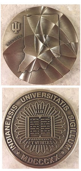 IU Bicentennial medal, front and back
