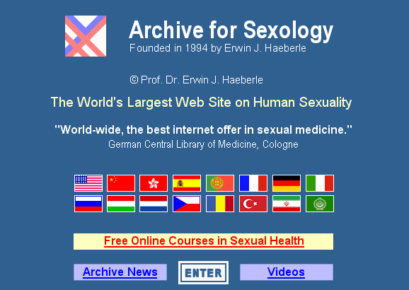 Screenshot of home page of SexArchive.info