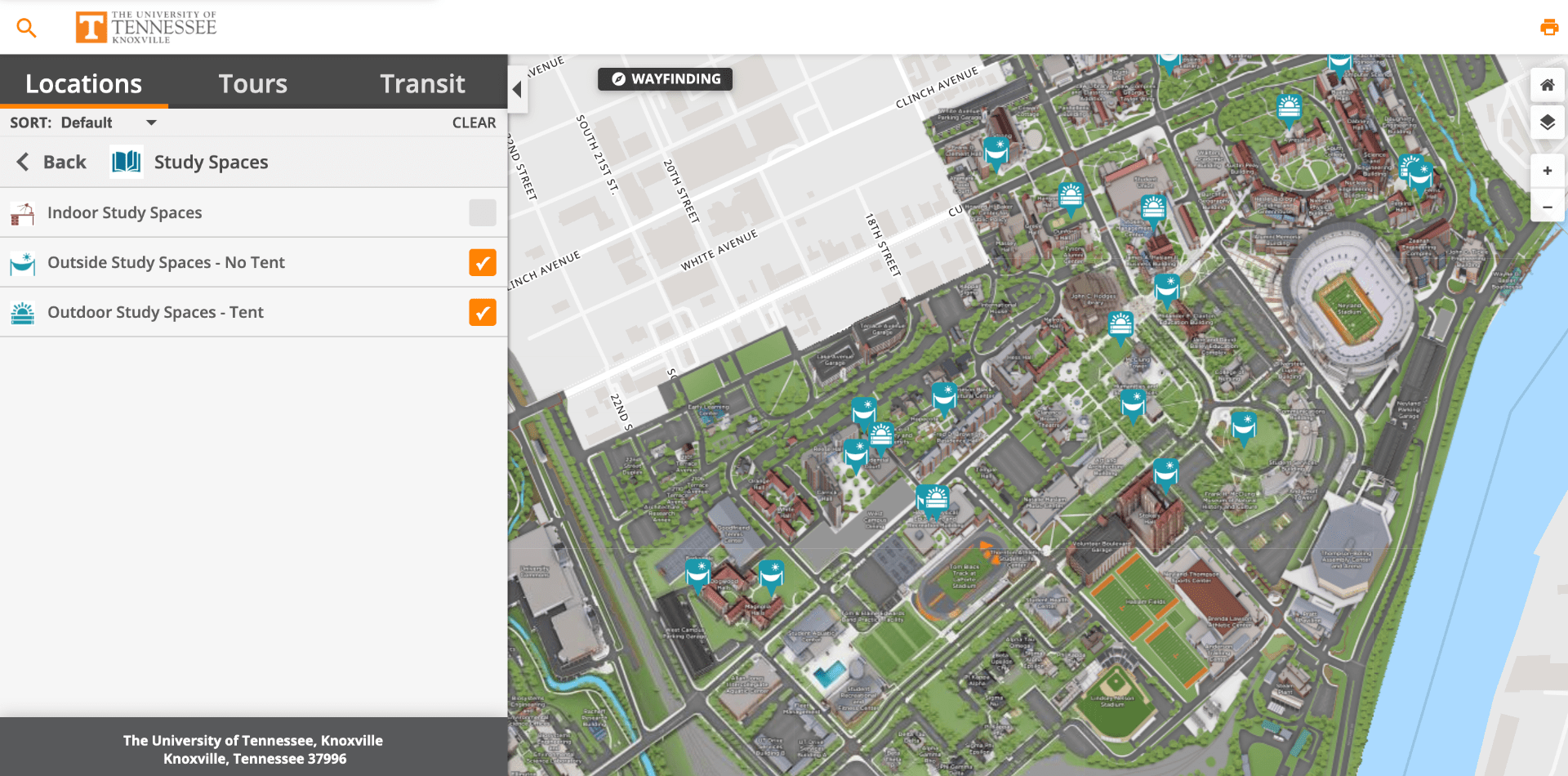The University of Tennessee offers a way for finding outdoor study spaces around campus. University of Tennessee 