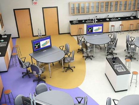Digital technology complements flexible furniture to facilitate collaboration and a variety of instructional goals. Image: Paragon 
