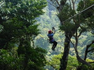 Danielle zip lining in the Monteverde forest in Costa Rica