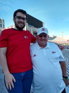 Zach and his dad at Memorial Stadium