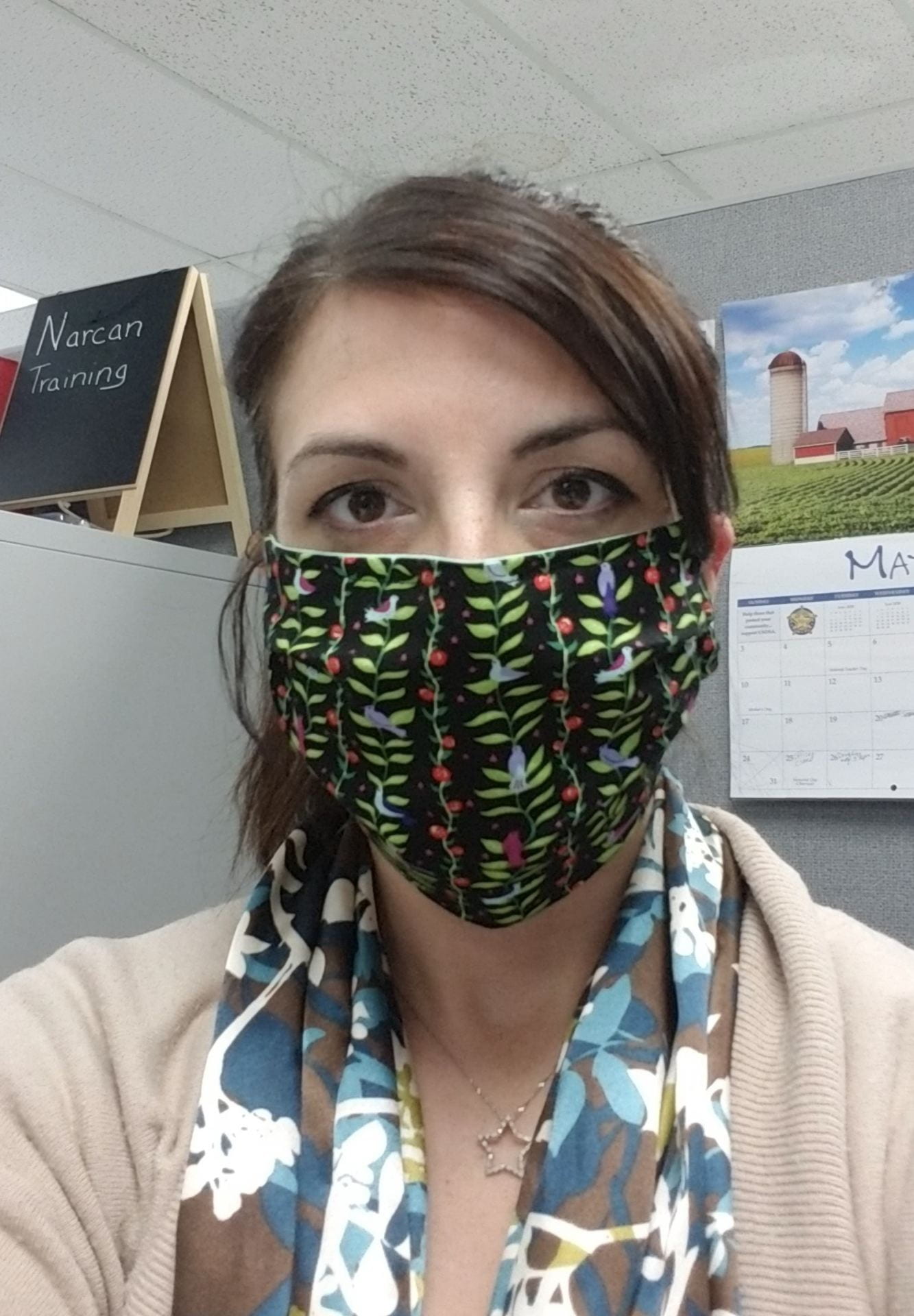 Jennie Cauthern Wears Face Mask in Office