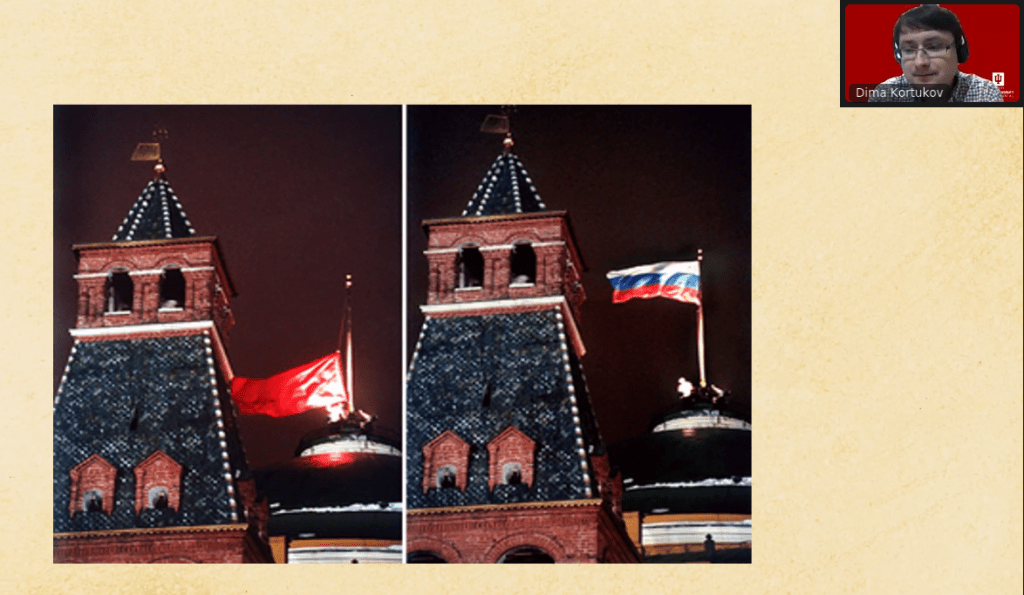 Image of USSR flag being taken down