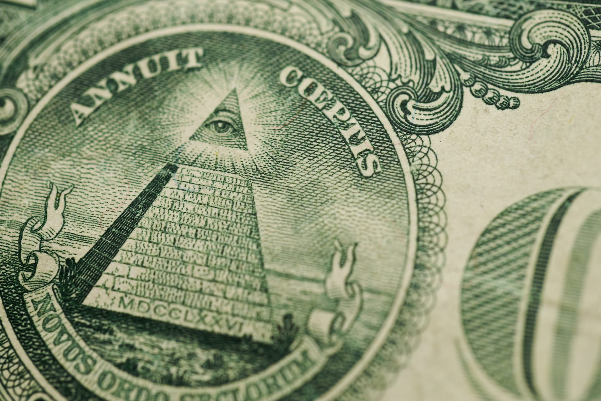 Photo of the pyramid and eye from on the back of US currency