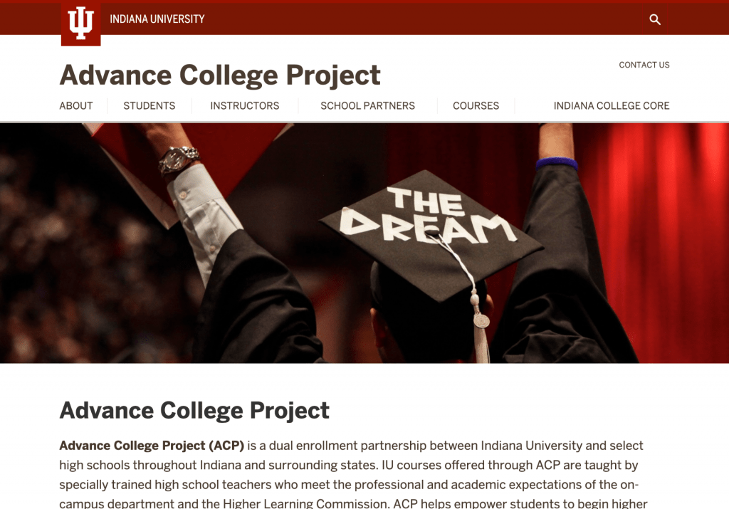 New ACP Website featuring an image of a graduate whose cap reads The Dream
